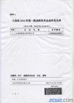 瓦房店东旭非标准轴承集团 获得国家高新技术企业称号